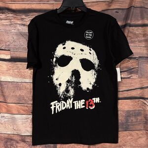 Friday The 13th Jason Mask Glow In The Dark T-Shirt Mens Small S NWT Horror NEW